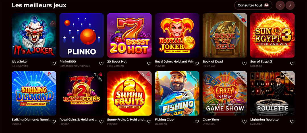 meilleurs jeux casino roman